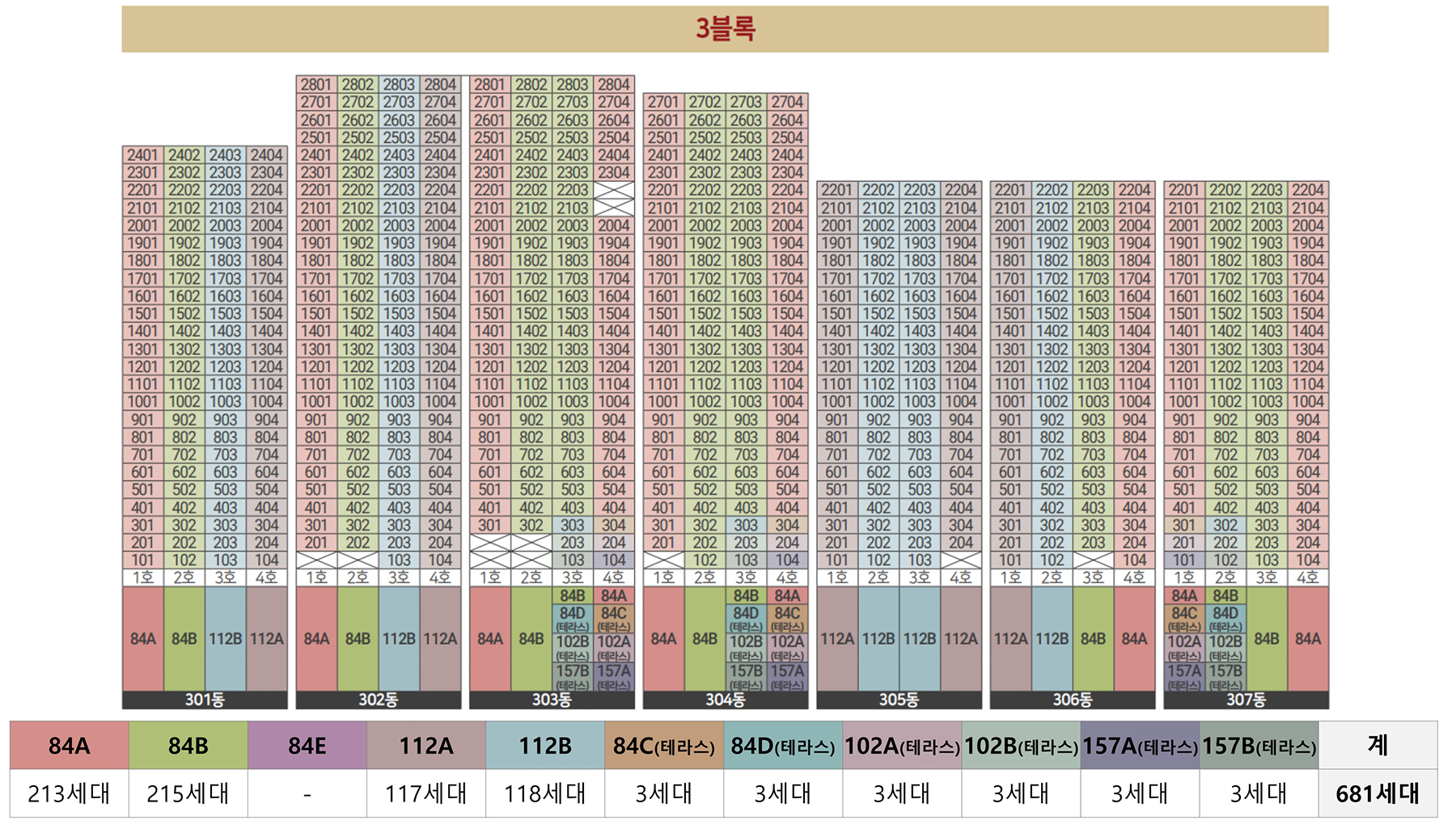 중외공원 힐스테이트 동·호수배치도